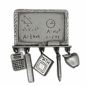 JJ Chalkboard and School Math Supplies Pin Vintage